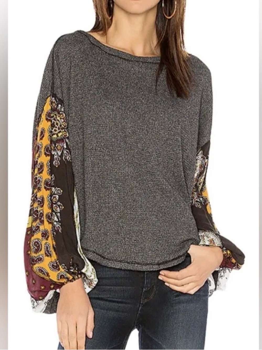 We The Free Blossom Oversized Thermal With Boho Sleeves